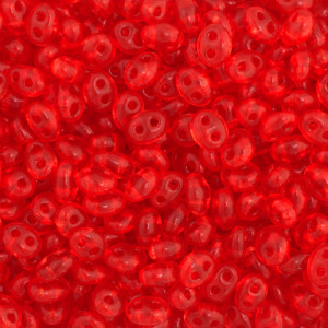 Twin bead 2.5x5mm transparent rouge 