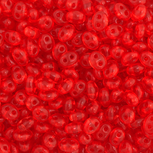 Twin bead 2.5x5mm transparent red 