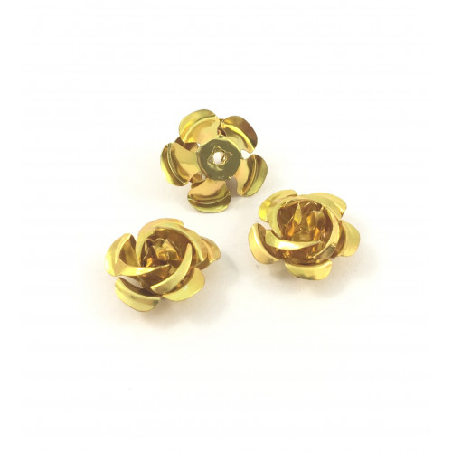 Gold flower aluminium beads (pack of 2)