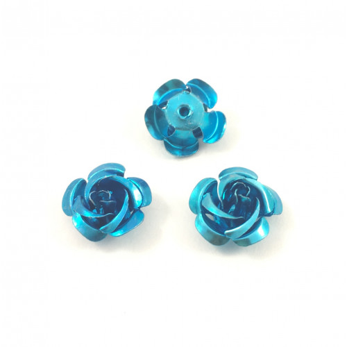 Blue flower aluminium beads (pack of 2)