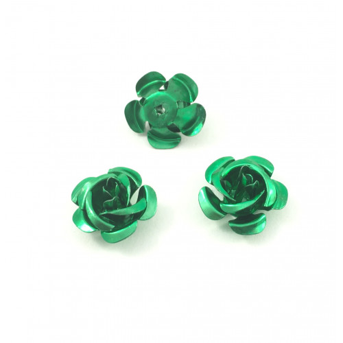 Green flower aluminium beads (pack of 2)