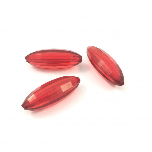 Billes acryliques longues ovales rouges*