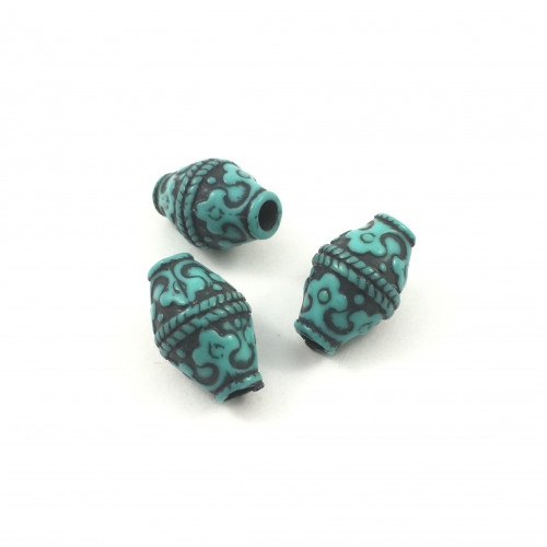 Cylindrical turquoise and black beads