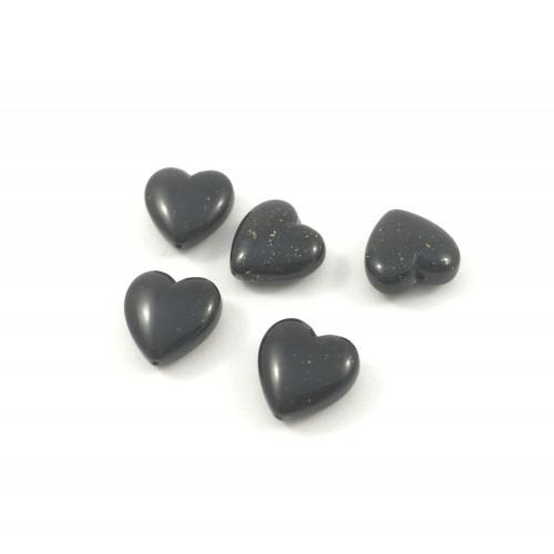 Black and gold acrylic heart beads