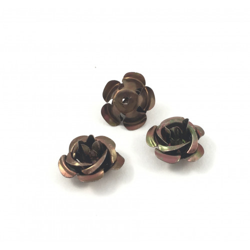 Brown flower aluminium beads (pack of 2)