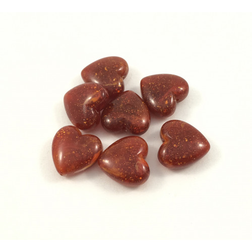 Amber color and gold acrylic heart beads