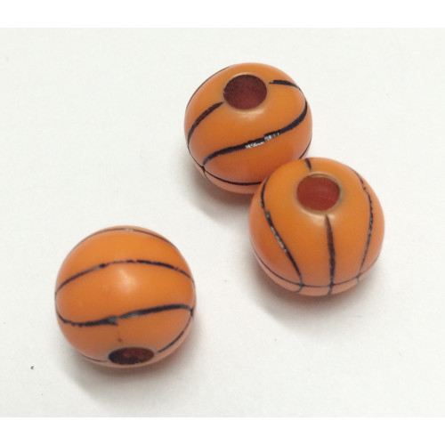 Acrylic bead basketball orange and black 12mm 